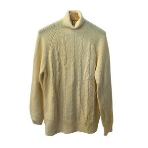 Cable Knit Turtleneck Sweater Size S Acrylic Cream Made In China
